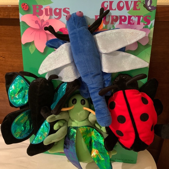 Caltoy Other - Caltoy Bugs Glove Puppets Set - Dragonfly, butterfly, grasshopper+ ladybug